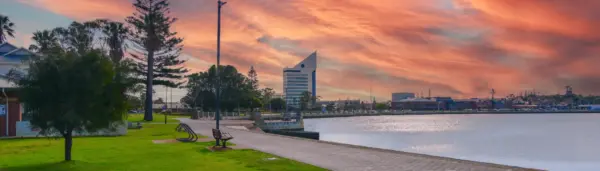 Sunset view over the Bunbury foreshore and Koombana Bay