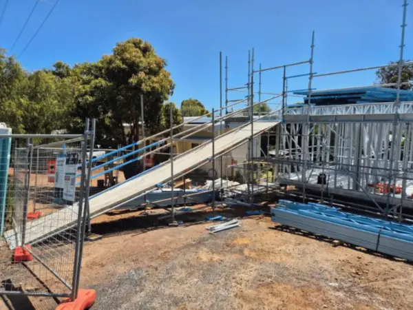 Scaffold loading ramp set up on a Dunsborough construction site