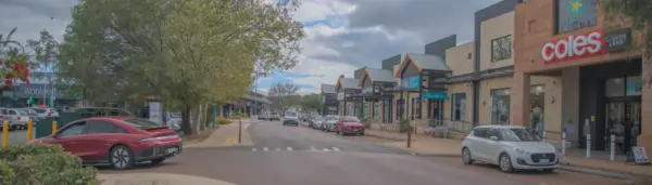 Dunsborough town centre street lined with shops