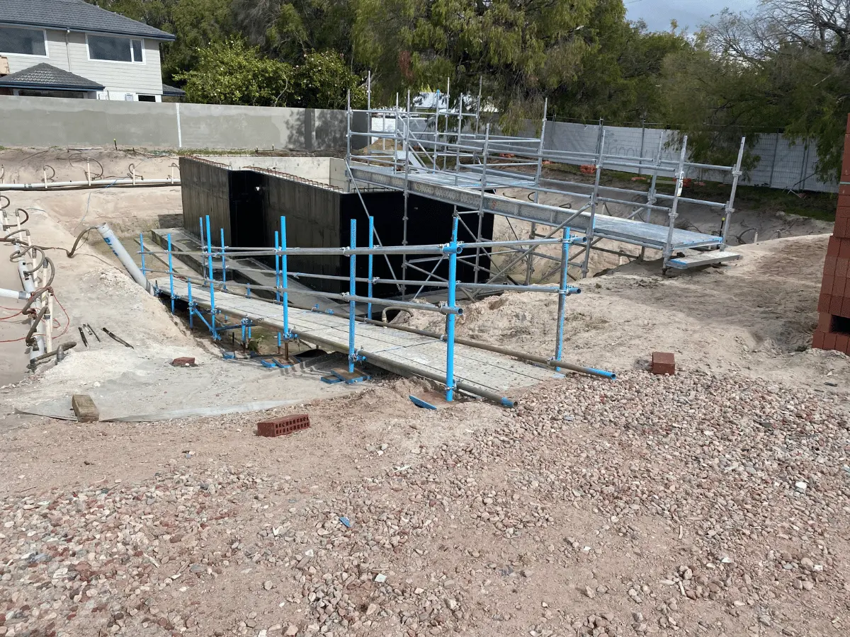 Access ramp used to move equipment between site levels