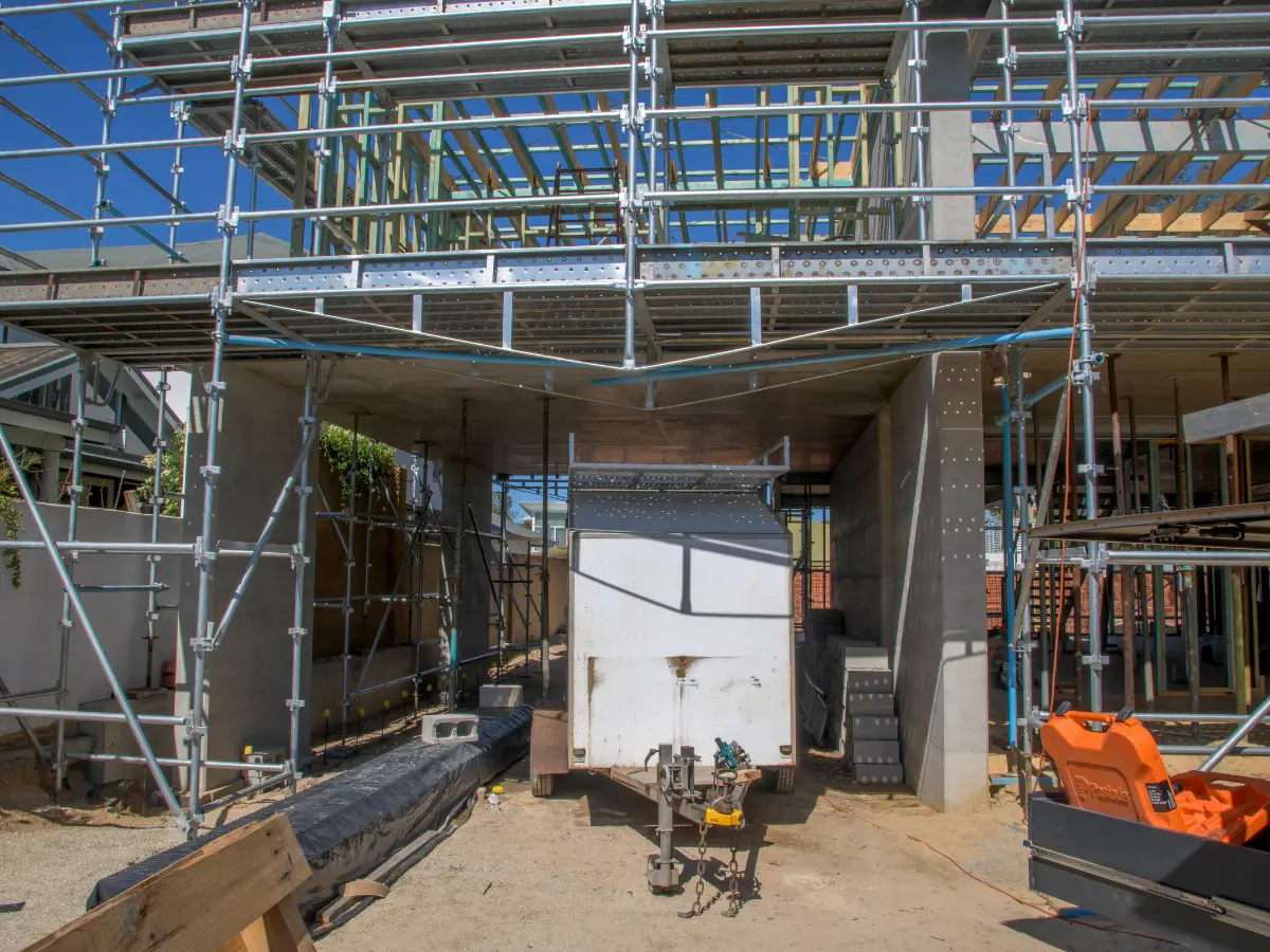 Bridging ledger over the garage keeping drive-through access open on the Dunsborough site
