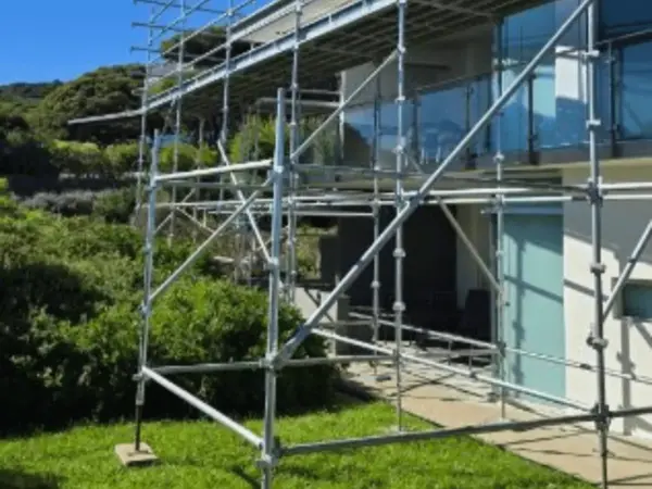 Scaffold at the rear of a Yallingup home with an ocean-view glass balustrade